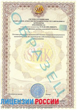Образец сертификата соответствия (приложение) Кисловодск Сертификат ISO 13485